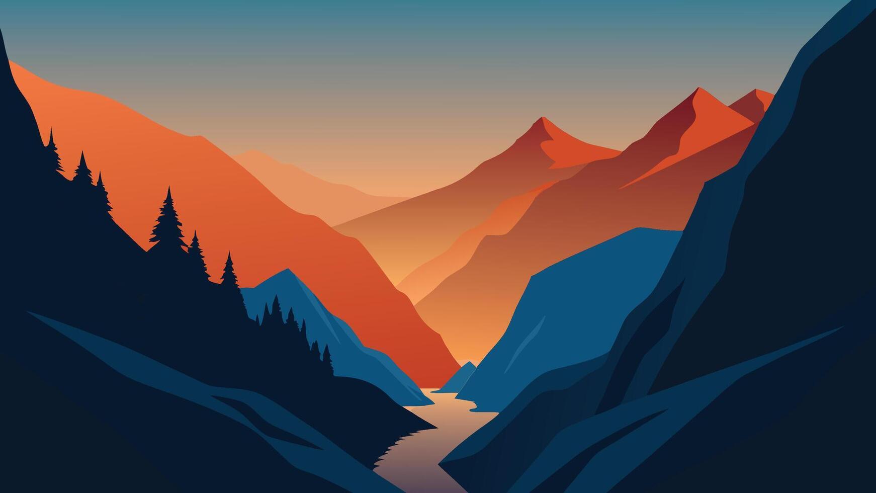Goynuk canyon, located in District of Kemer, Antalya Province. Beautiful morning scene in Turkey, Asia flat illustration vector