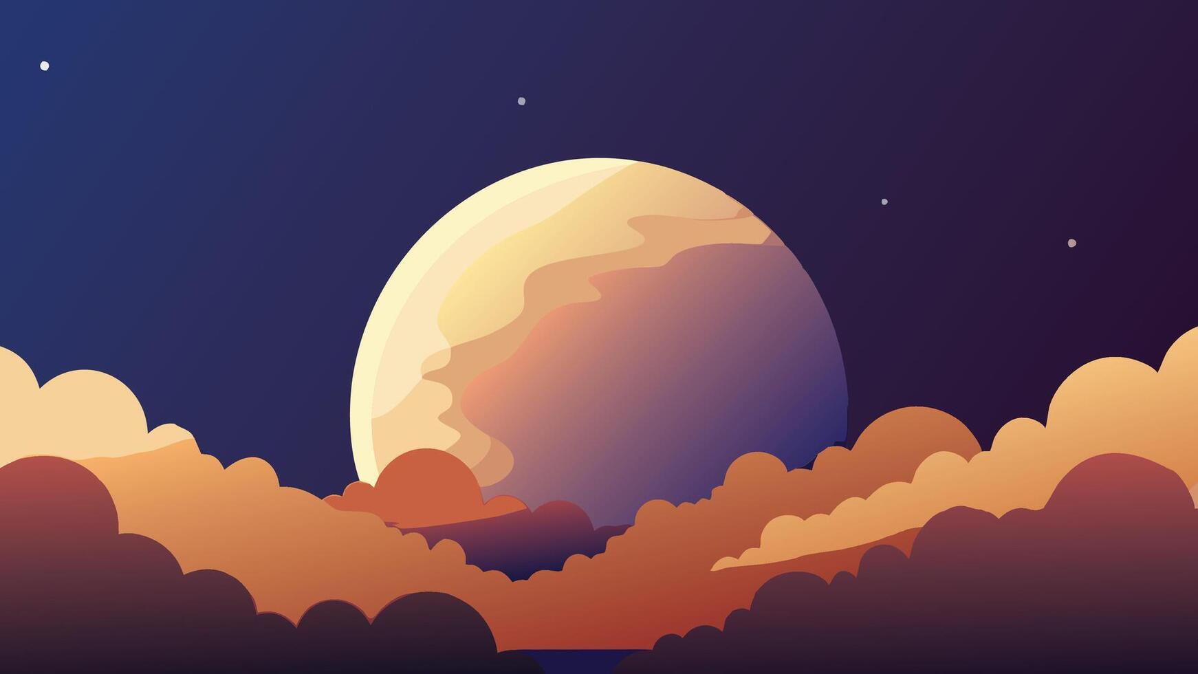 Moon and clouds in night sky illustration, perfect for backgrounds illustration. vector