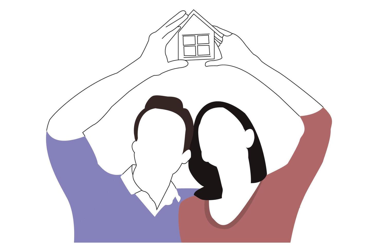 A couple holding a house above their heads flat Ui design illustration vector