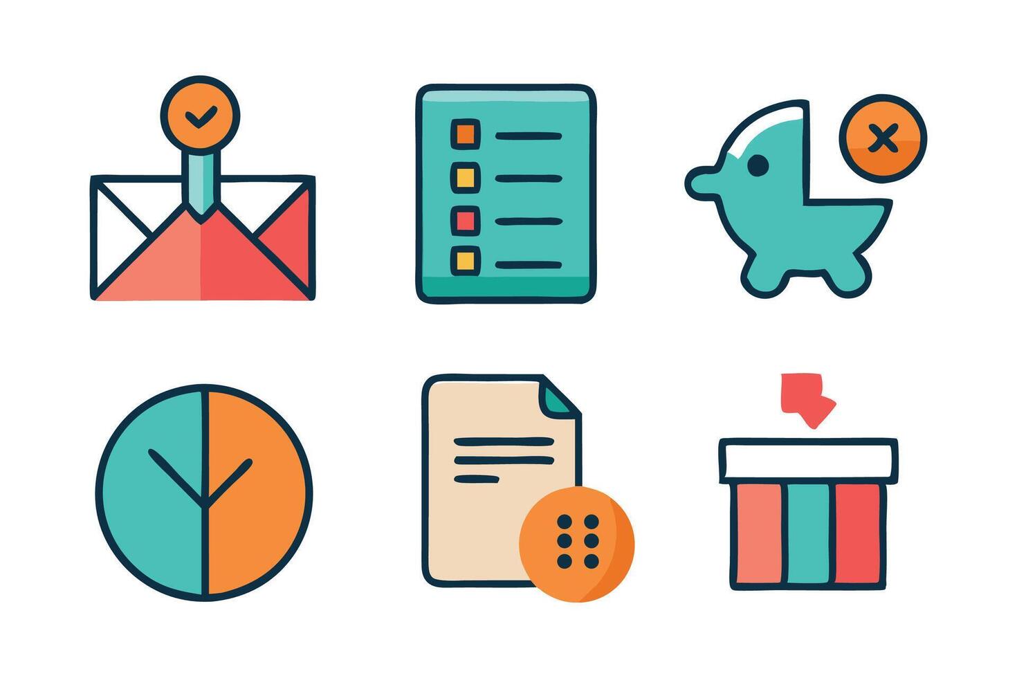 Shop Doodle related colorful icon set flat illustration on white background vector