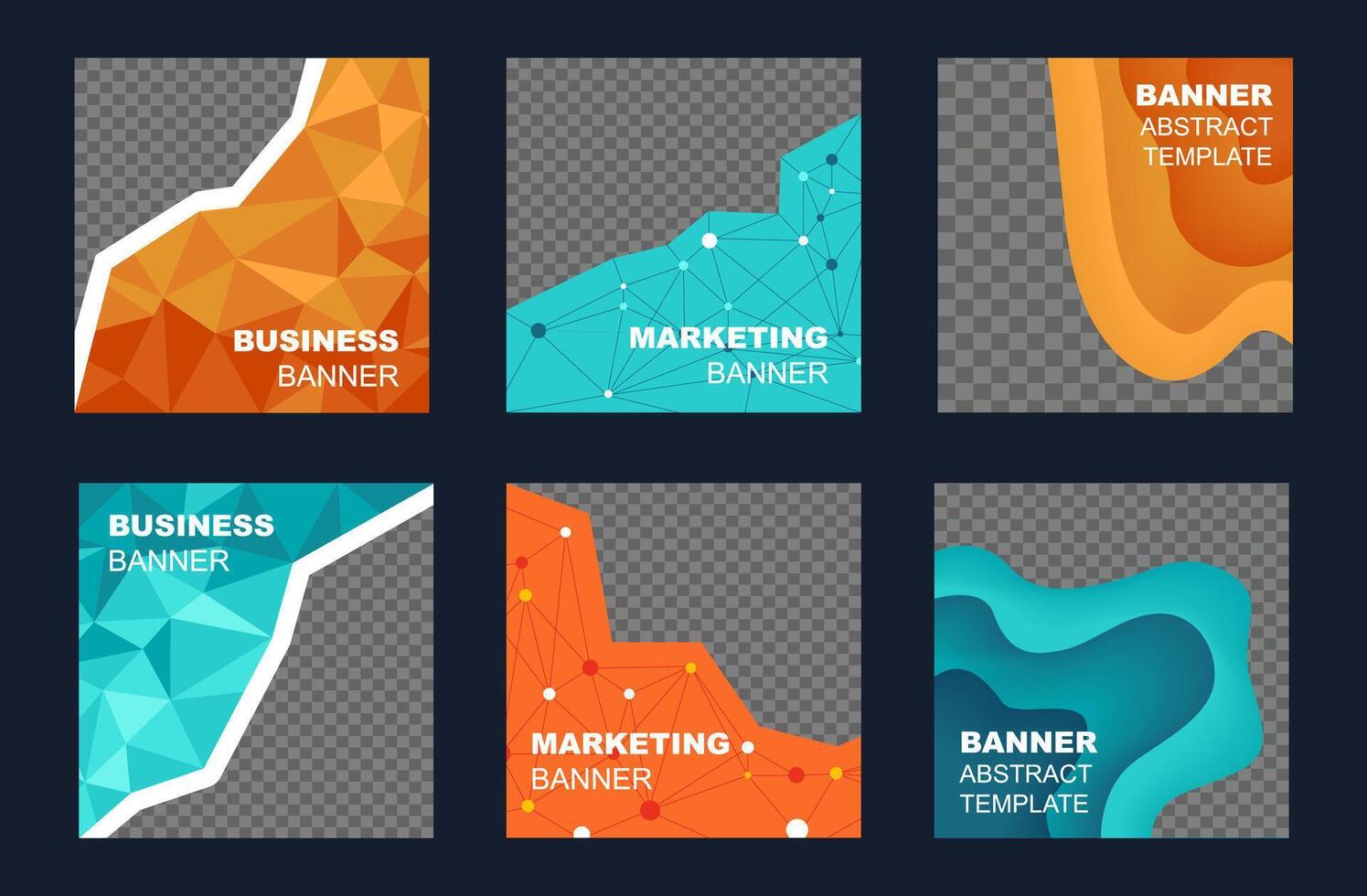 Set of different business banners for web design, social media vector