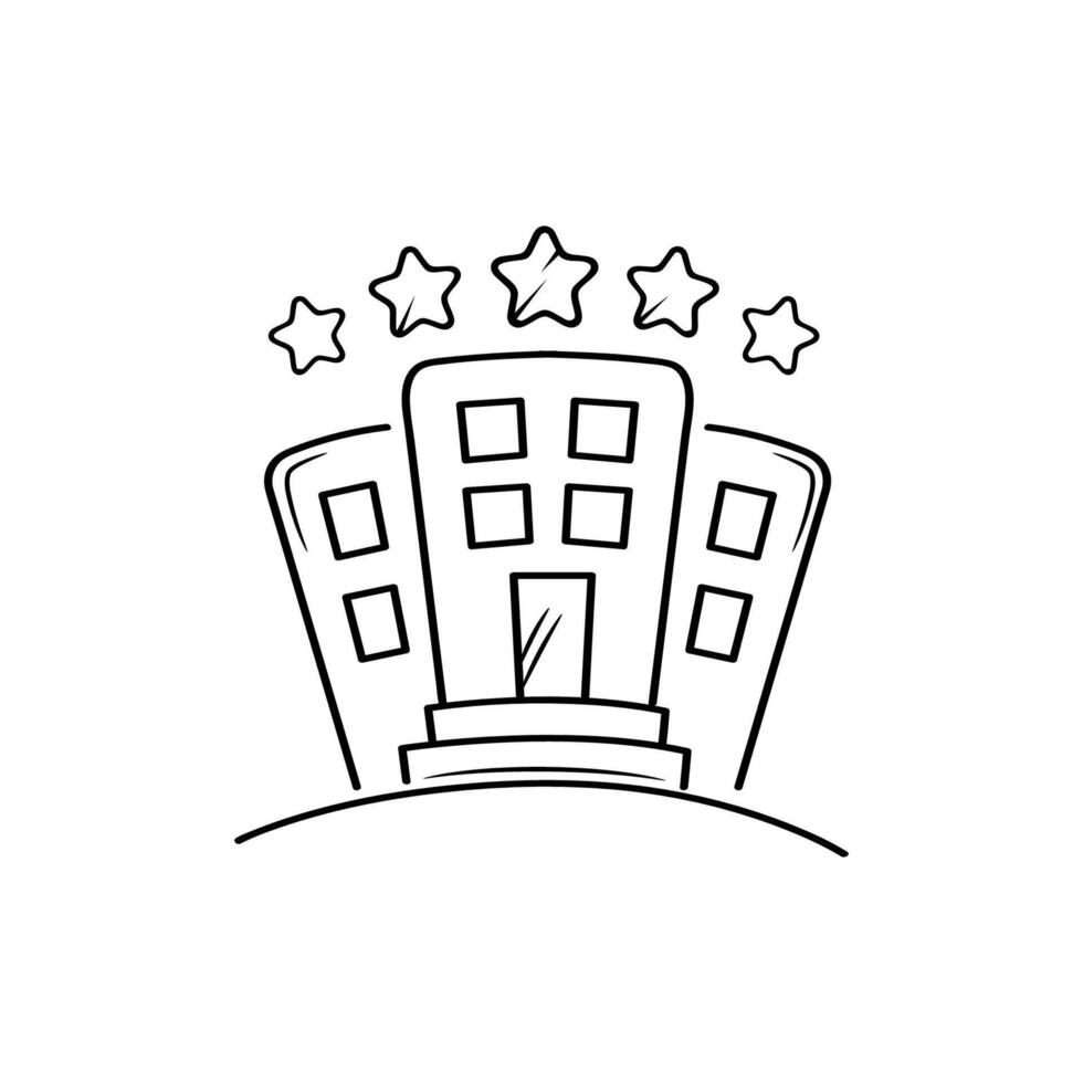 Hotel or hostel doodle icon. Hand drawn sketch illustration. vector