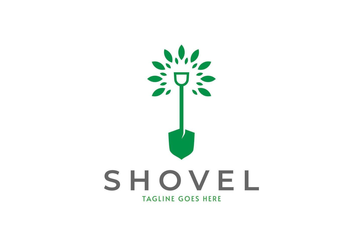 shovel and tree Logo design inspiration vector