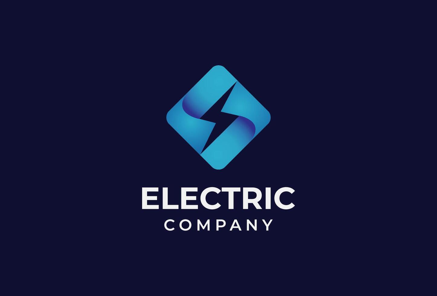 Electric thunder bolt logo design with Gradient blue square illustration vector