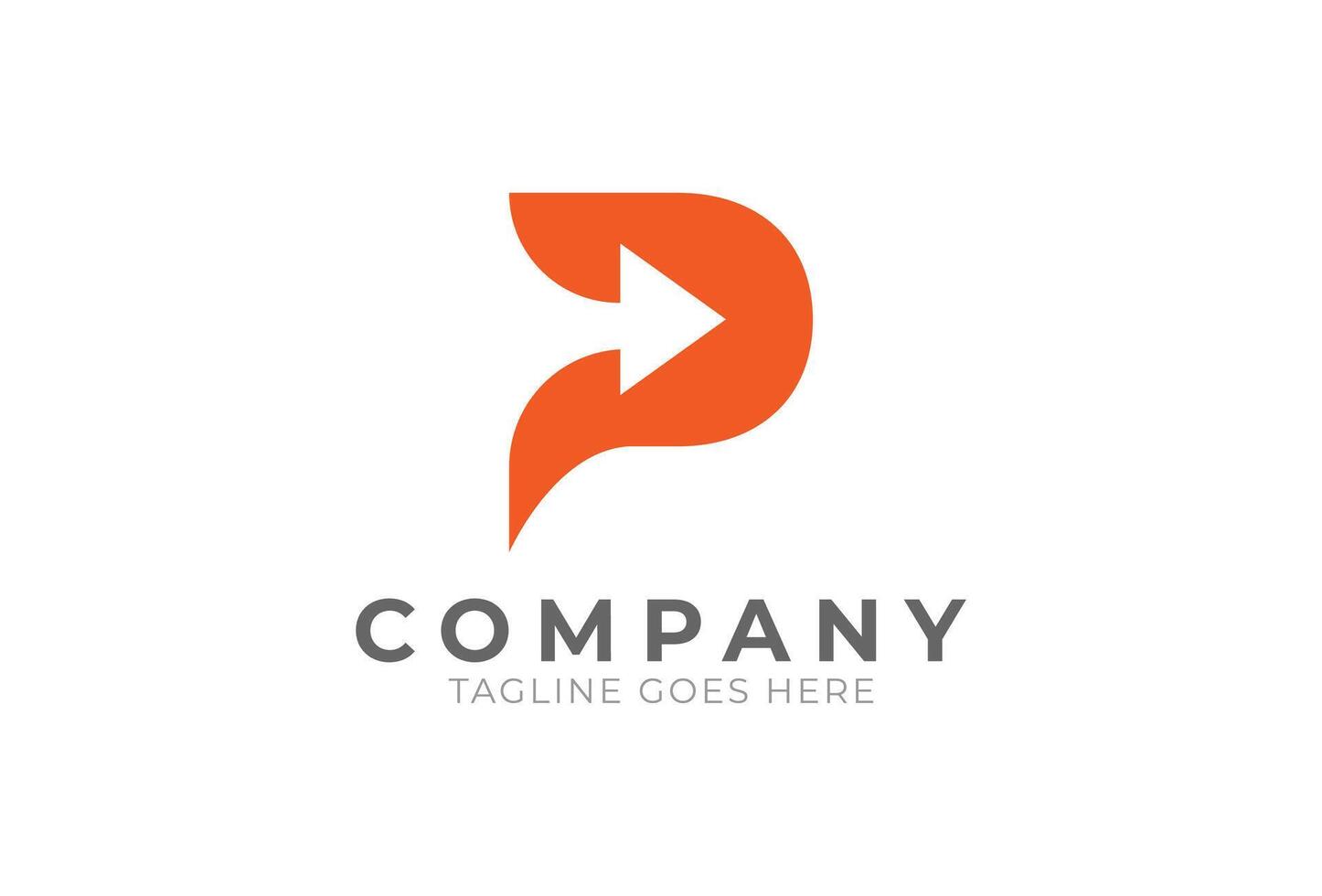 Initial P Logo, letter p with with arrow inside, Usable for Business and logistic Logos, Flat Logo Design Template, illustration vector
