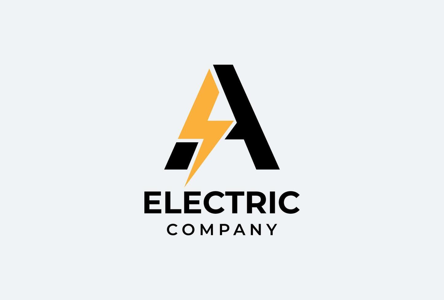 Initial A Electric logo, letter A with thunder bolt combination vector