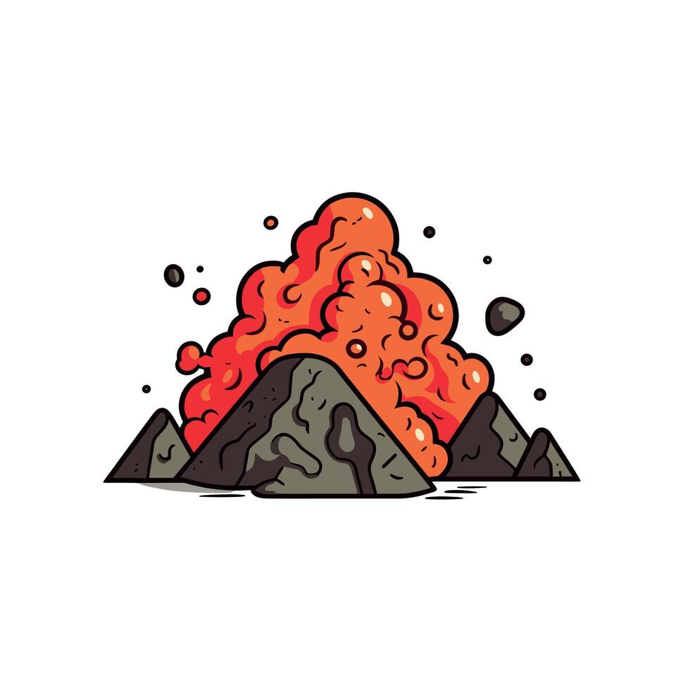 Cartoon Volcanic Eruption Lava Rocks vector