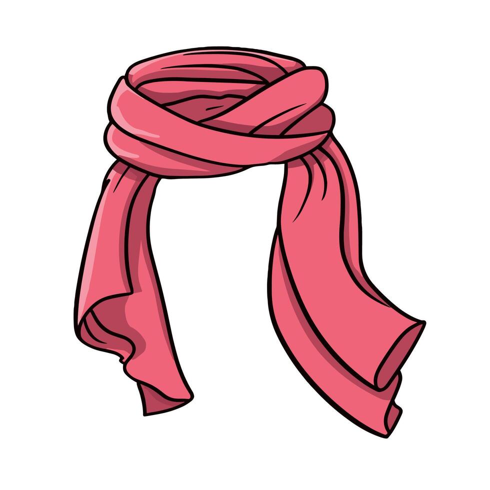 Cartoon Pink Scarf With Knotted Design Illustration vector