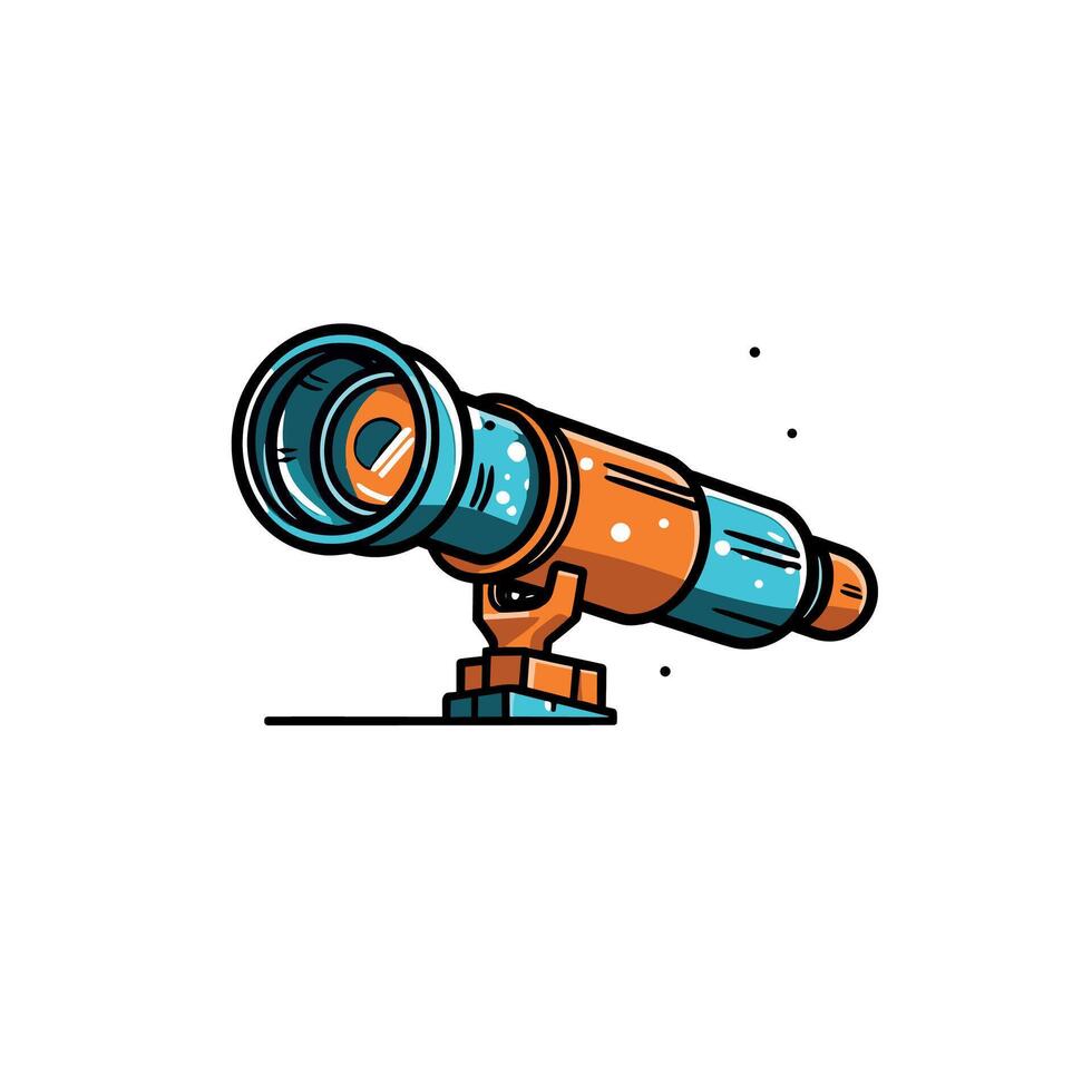 Modern Telescope With Tripod And Night Sky Background vector