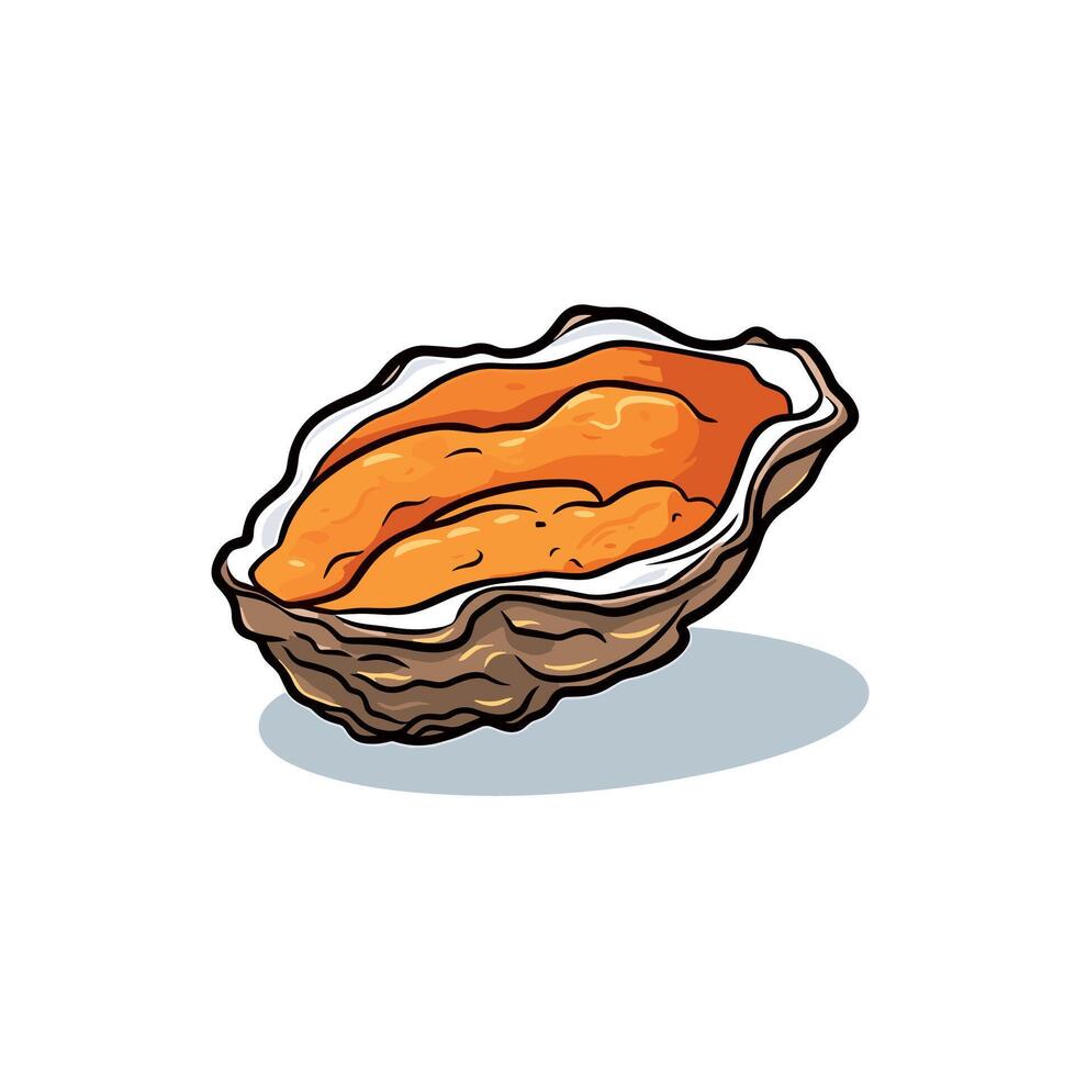 Cartoon Oyster Icon with Brown Shell and Orange Inside vector