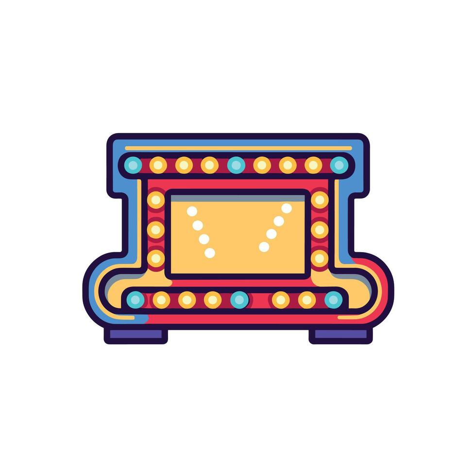 Retro Neon Marquee Sign Icon with Colorful Lights and Minimalist Design on White Background vector