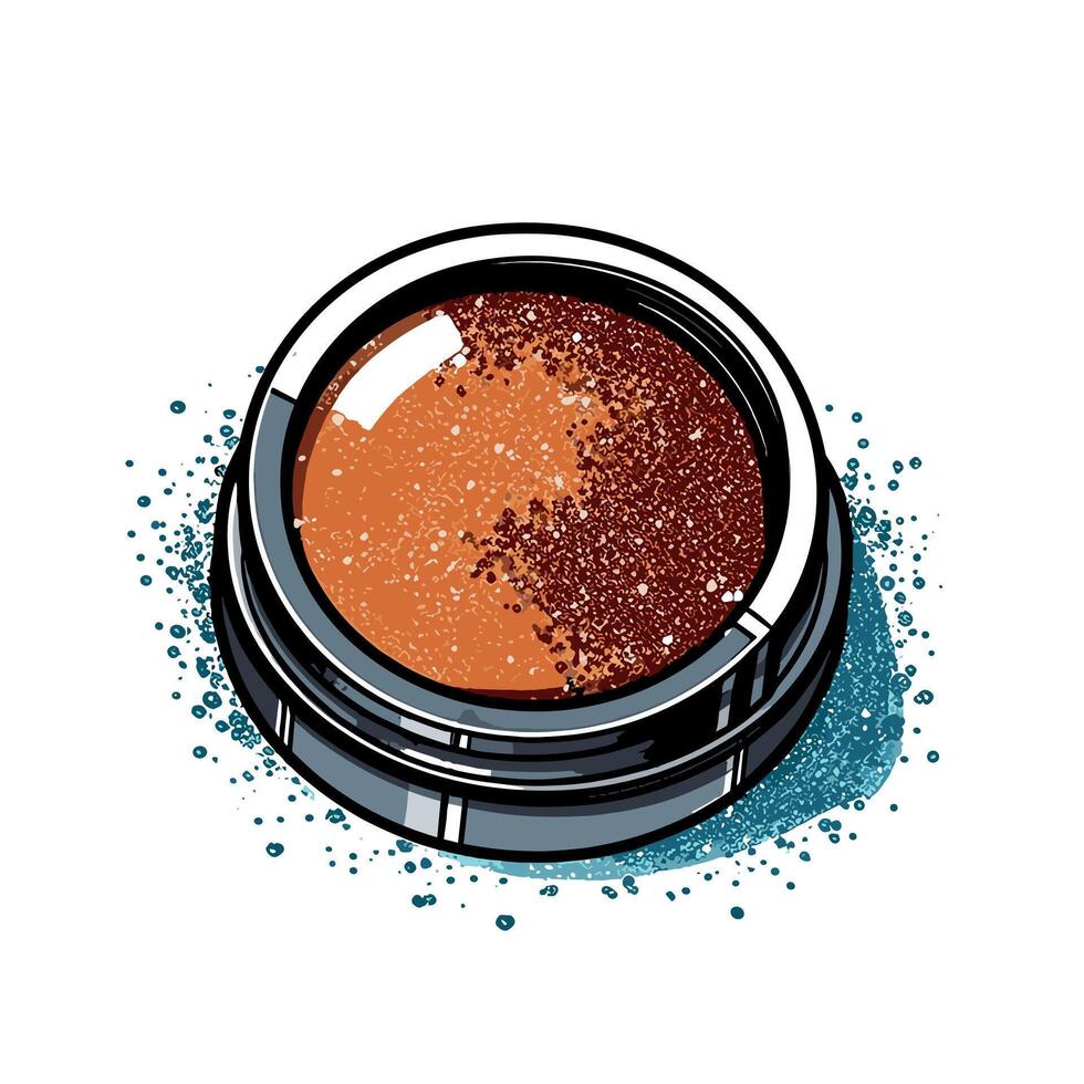 Close-up of Glittery Orange and Brown Eyeshadow in Circular Container vector