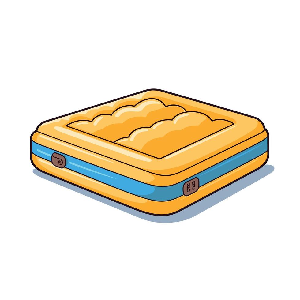 Cartoon Inflatable Mattress with Raised Pillow Illustration vector
