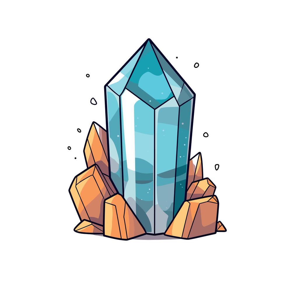 Blue Crystal Cluster With Orange Rocks vector