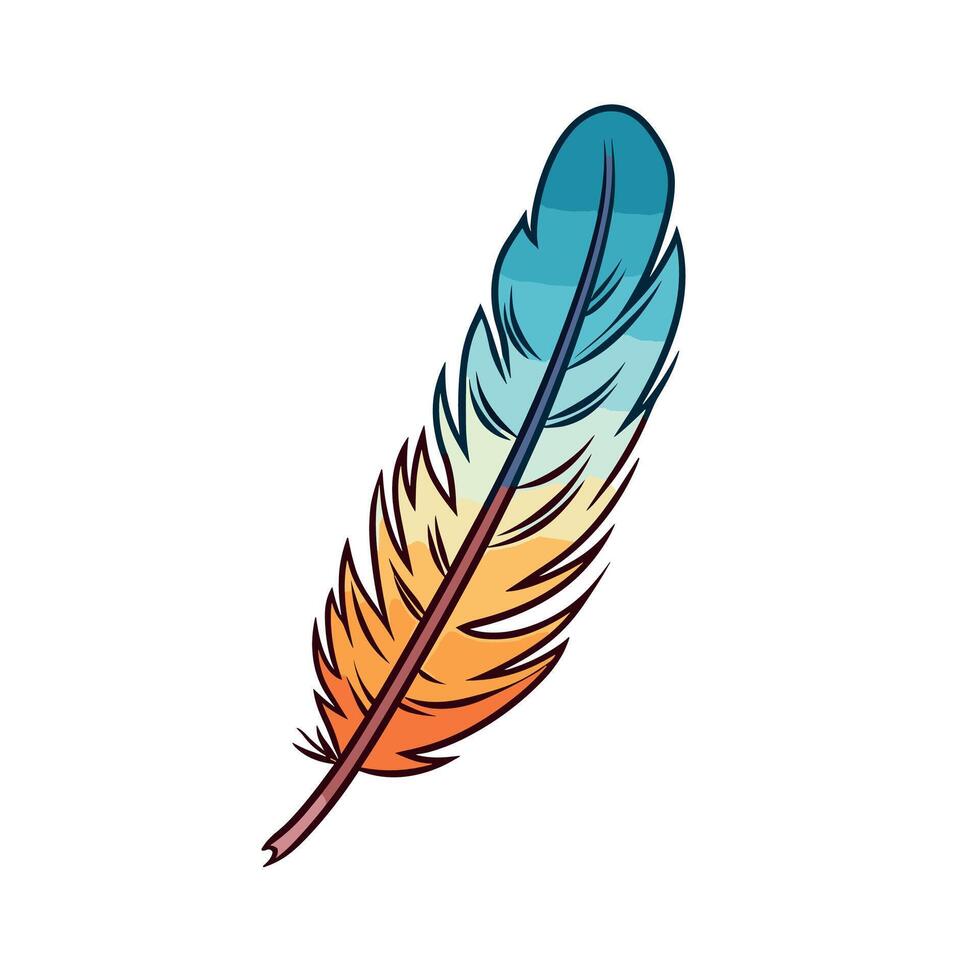 Gradient Feather Illustration With Blue And Orange Colors vector