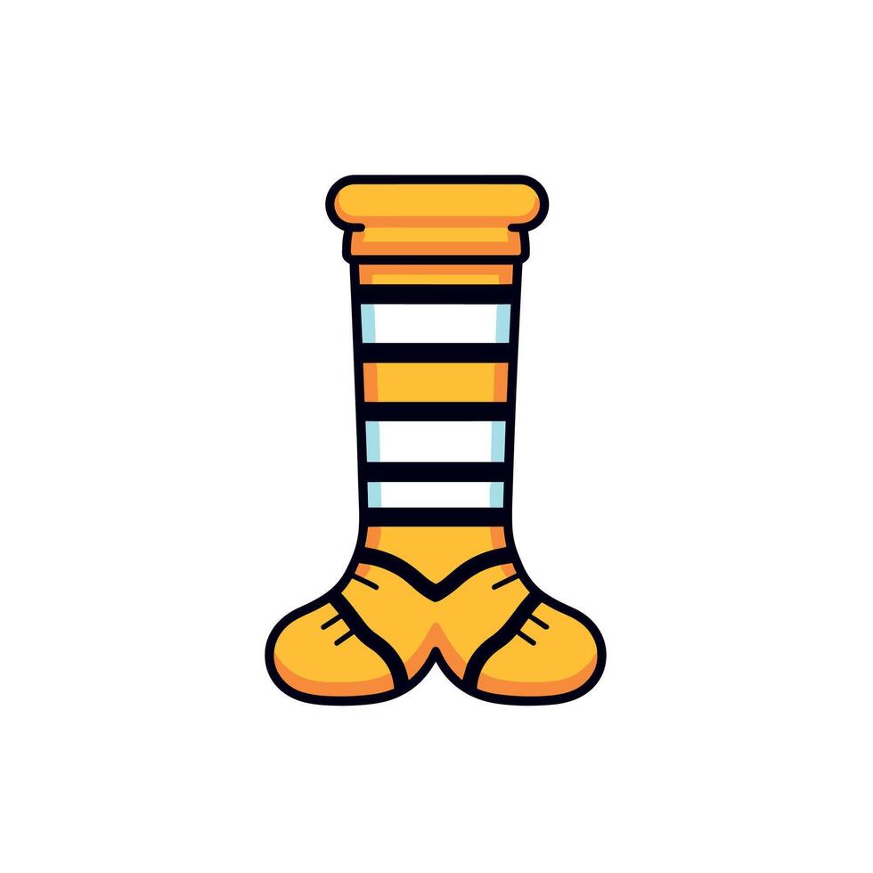 Pair Of Colorful Cartoon Socks With Striped Design vector