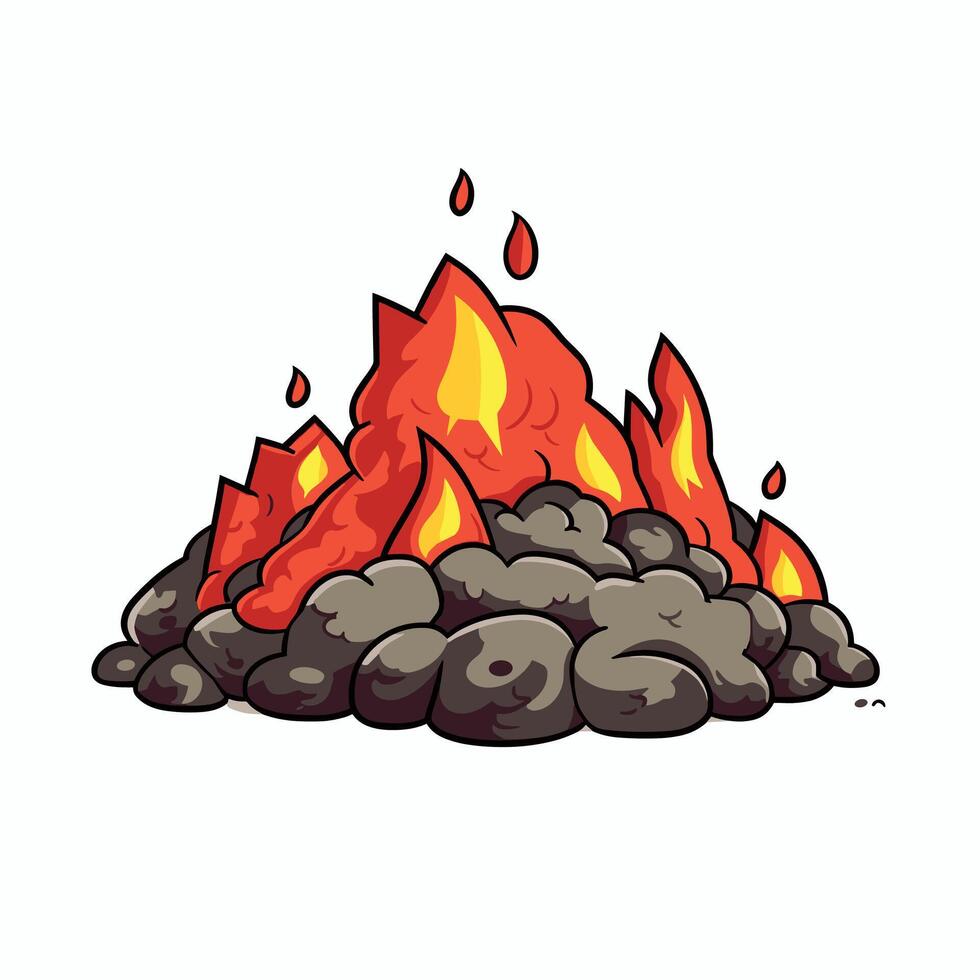 Cartoon Lava Flow Flames Illustration vector