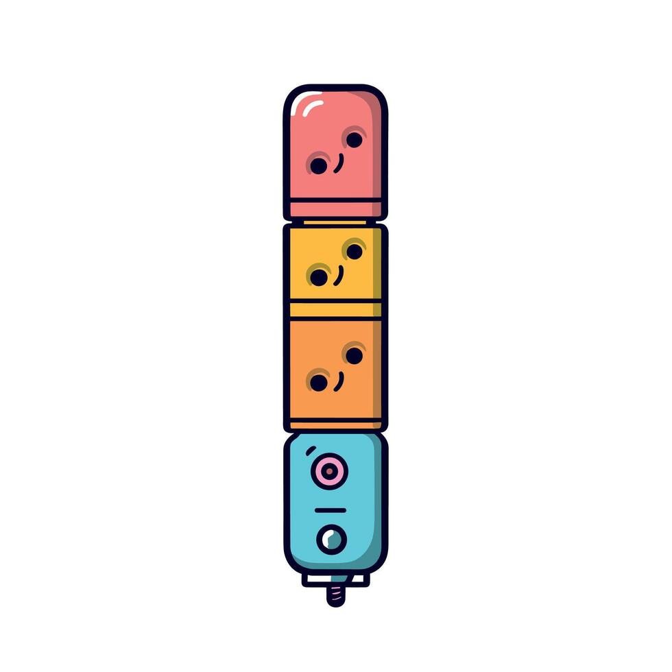 Colorful Stackable Electrical Outlet Tower With Smiling Faces vector