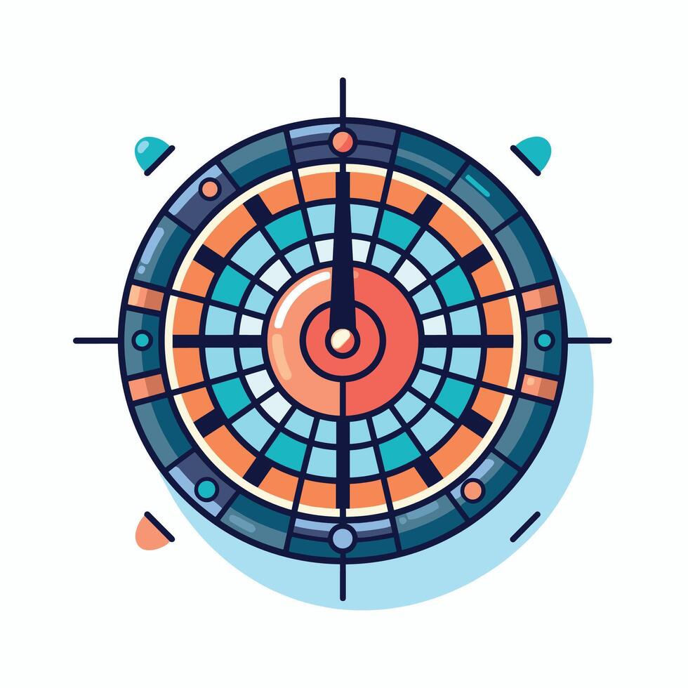 Colorful dartboard cartoon illustration, isolated on white background, vibrant and detailed design vector