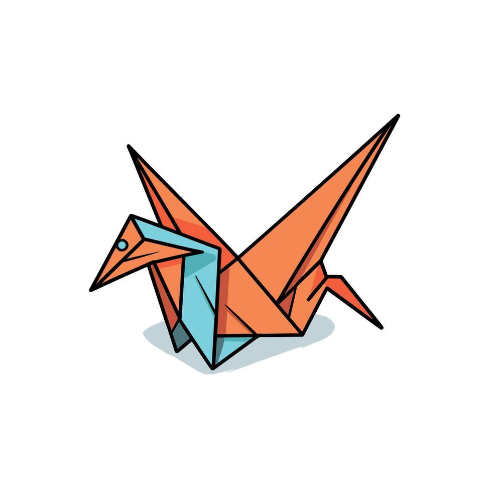 Colorful Origami Bird Icon with Orange and Blue Elements vector