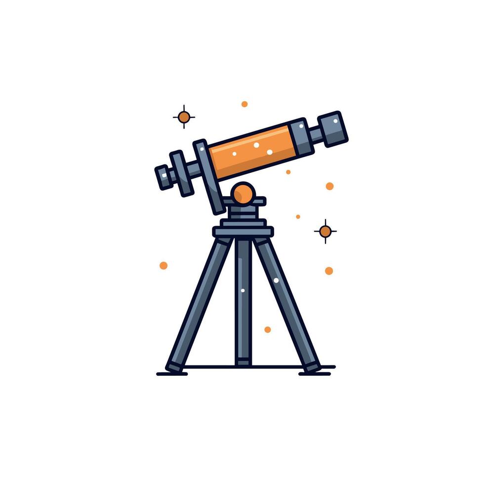 Modern Telescope With Tripod And Stars Illustration vector