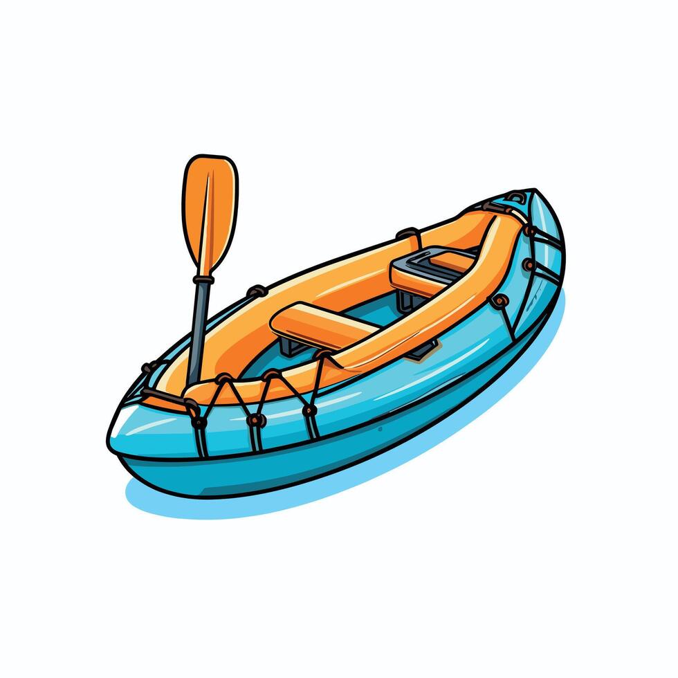 Colorful Cartoon Kayak with Paddle Illustration vector