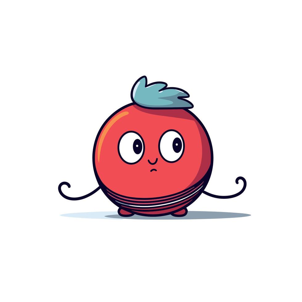 Red Yo-Yo Cartoon Character Illustration With Blue Hair And Cute Expression vector