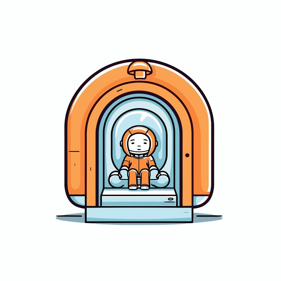 A charming cartoon illustration of an MRI machine vector