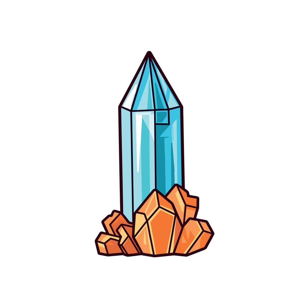 Blue Crystal Cluster With Orange Highlights vector