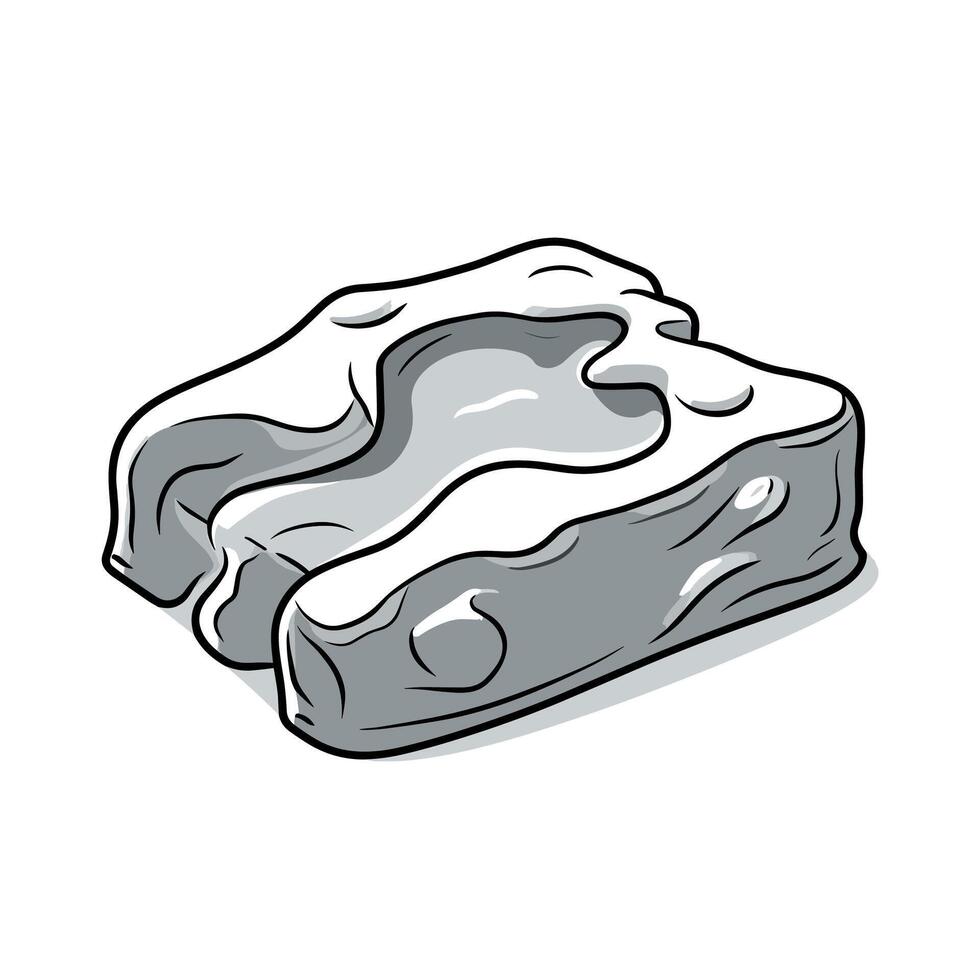 Monochrome Cartoon Rock Icon with Detailed Texture vector