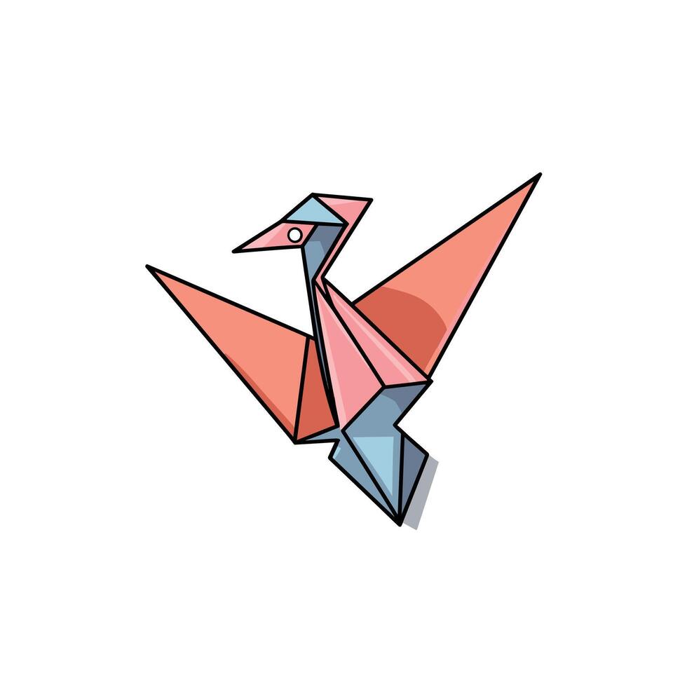 Colorful Origami Bird Icon with Red and Blue Elements vector