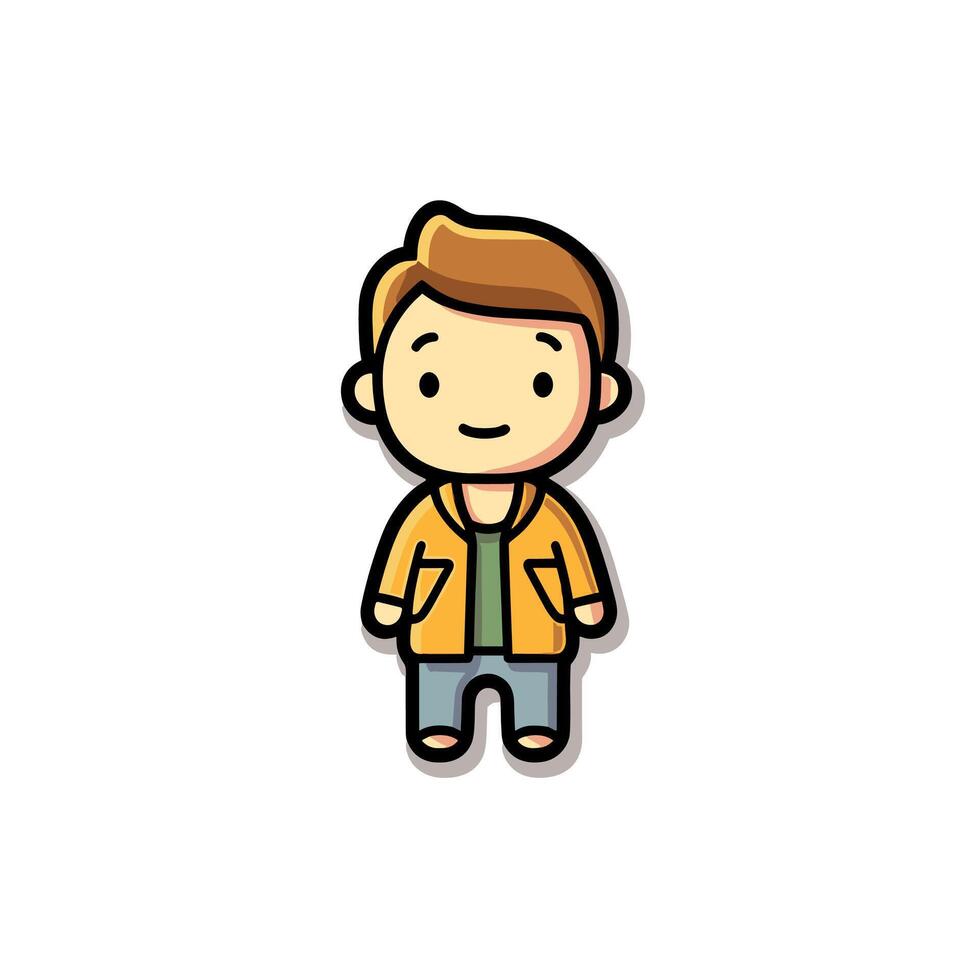 Cartoon boy character illustration, isolated on white background, cute and expressive design vector