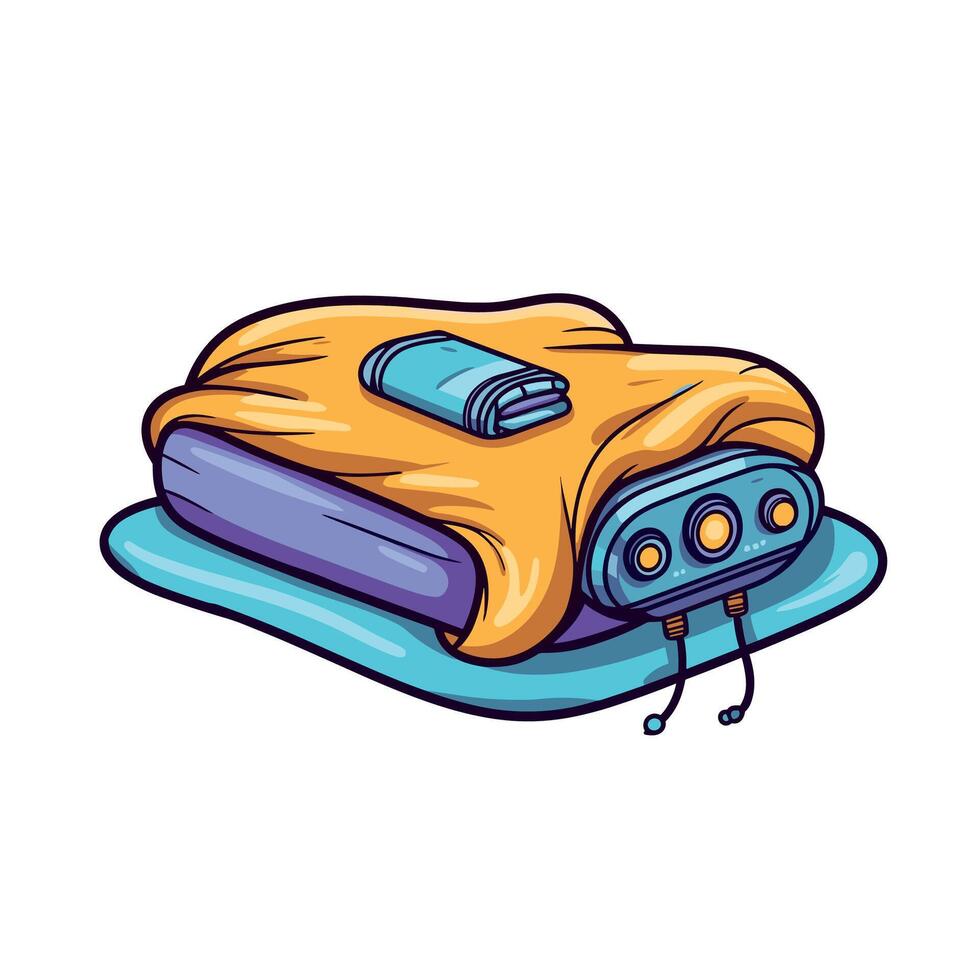 Futuristic Cartoon of a Bed with Gadgets vector
