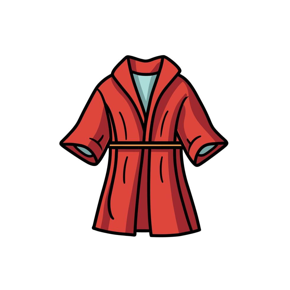 Cartoon Red Bathrobe With Belt Illustration vector
