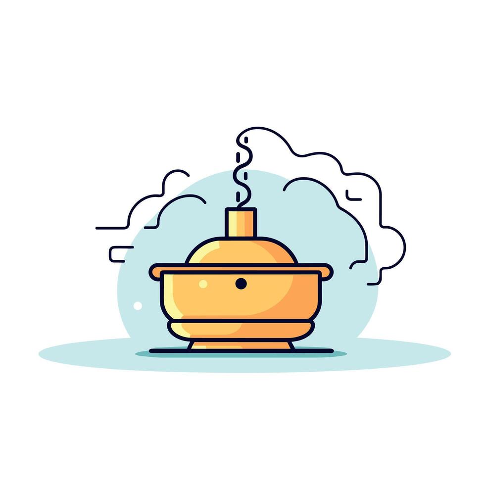 Minimalistic Line Art Illustration of a Smoking Incense Burner vector