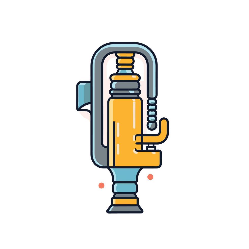 Cartoon of an Industrial Machine with Yellow and Blue Elements vector