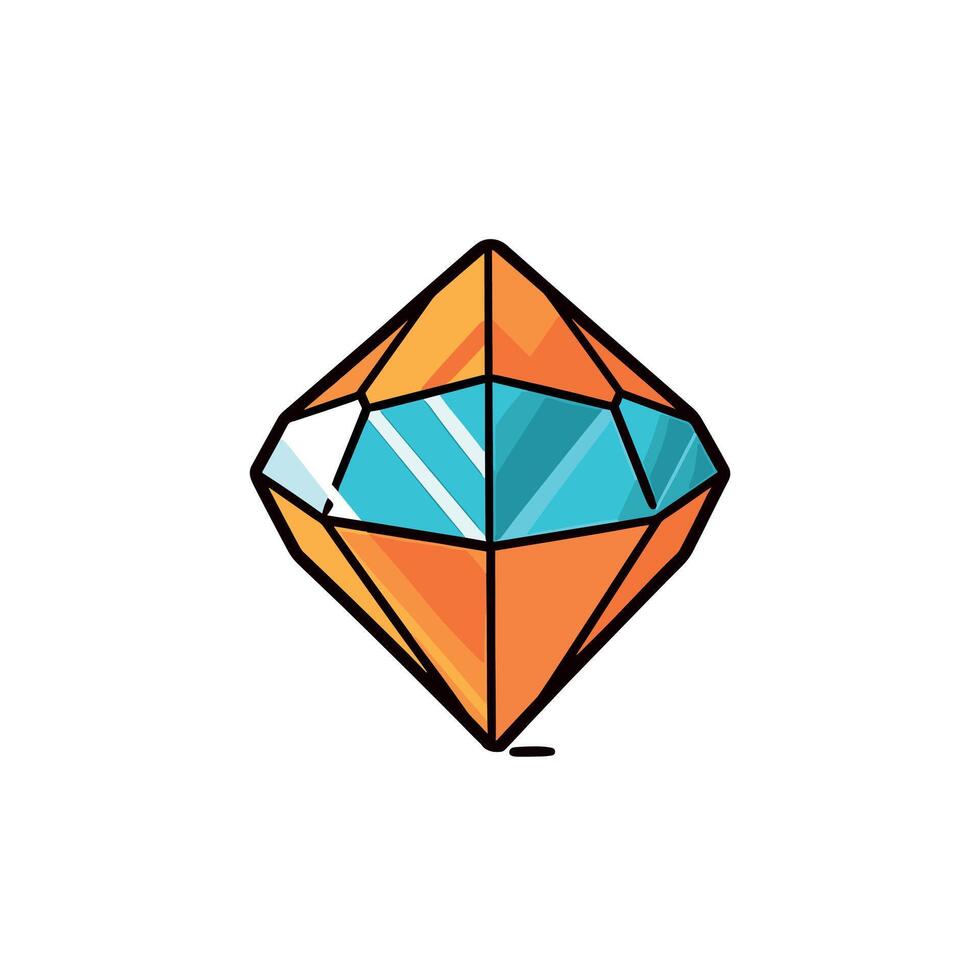 Cartoon diamond illustration, isolated on white background, colorful and stylized design vector