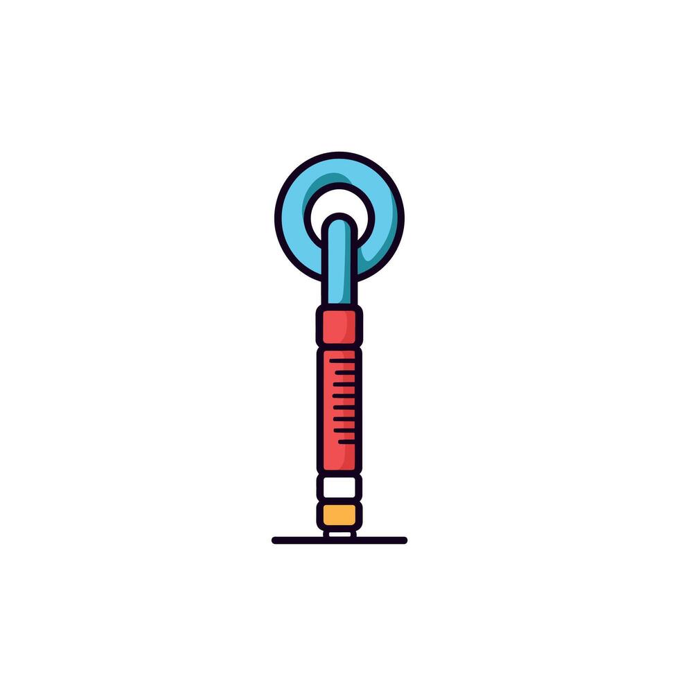 Minimalist Cartoon Tool Icon with Red and Blue Details on White Background vector