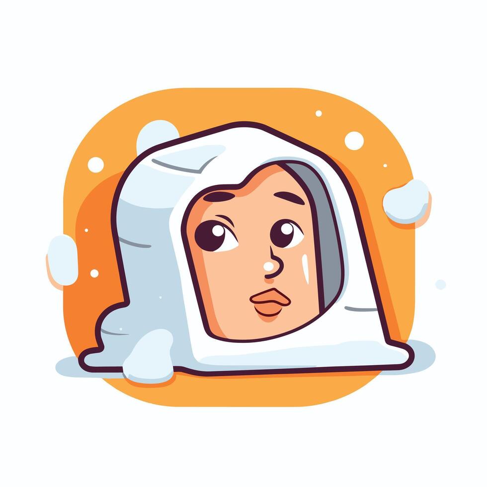 Cartoon Woman with Foam Icon in Orange Background vector