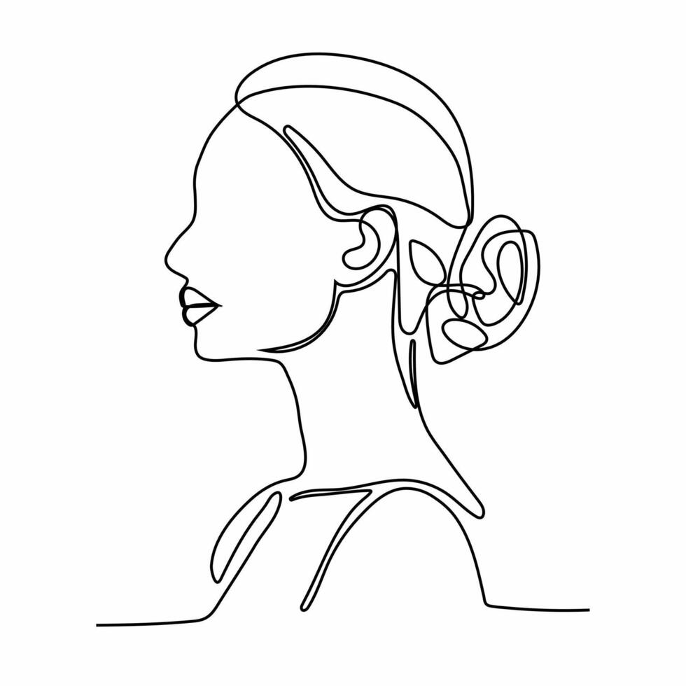 Continuous one line art of a smart woman. vector