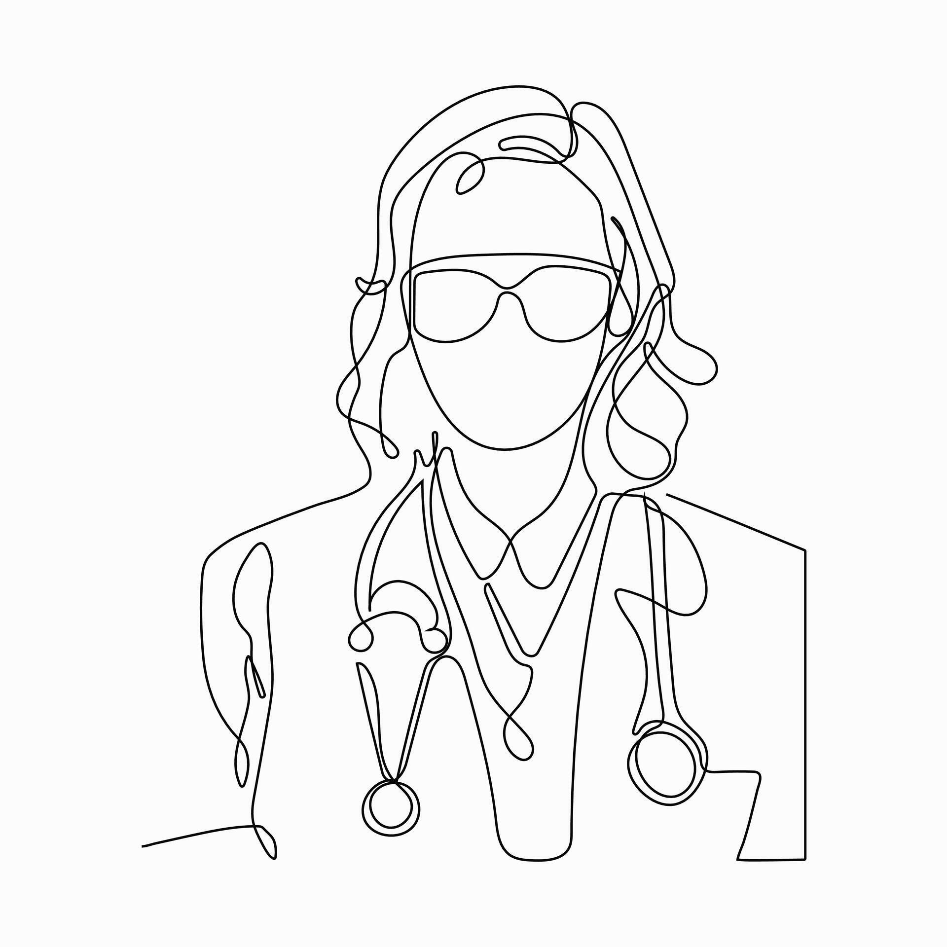 Continuous one line drawing professional confident smart doctor in ...