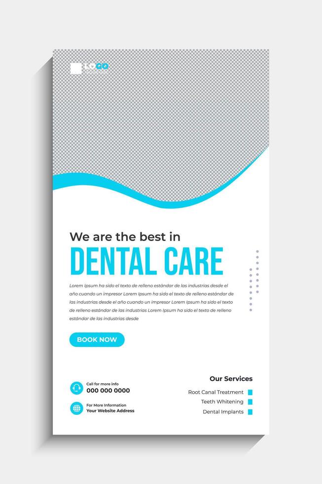 Dentist and Dental Care Social Media Story Template Design vector