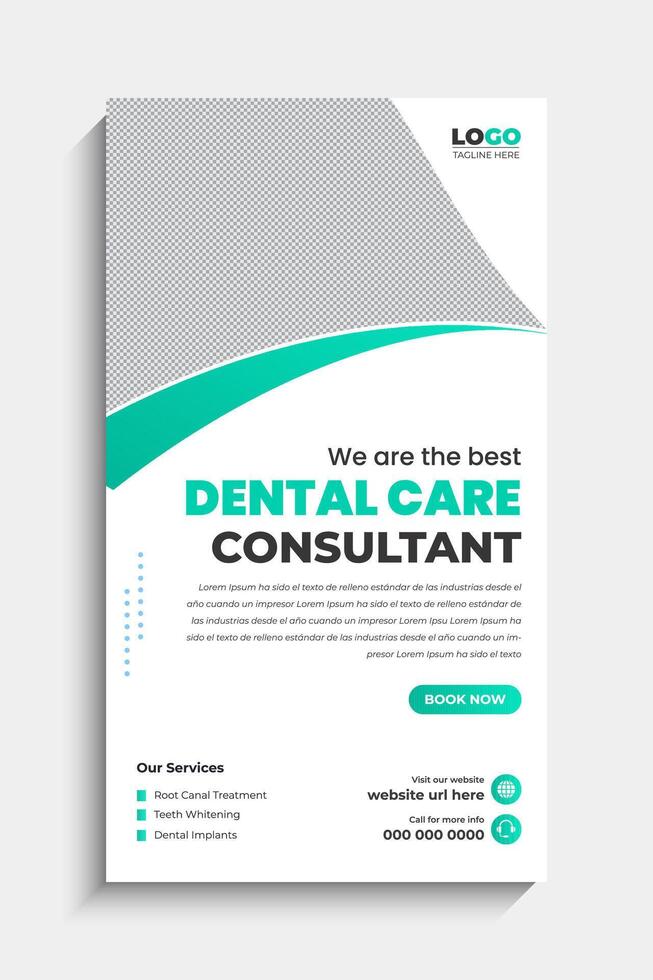 Dentist and Dental Care Social Media Story Template Design vector