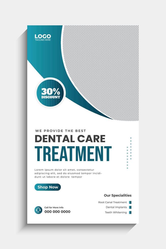 Dentist and Dental Care Social Media Story Template Design vector