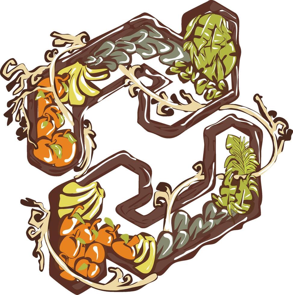 A Tropical Reload or Refresh arrow icon with floral elements vector