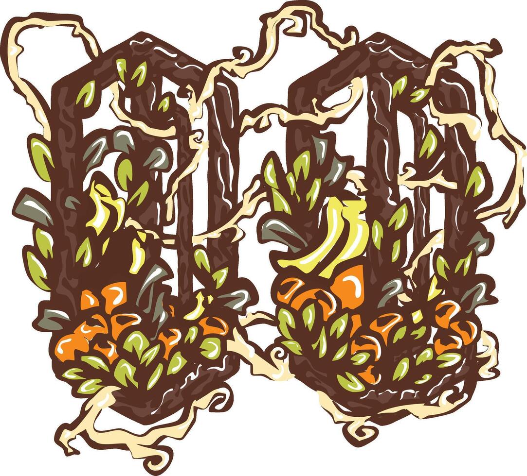 Media Pause Icon with floral, tropical elements vector