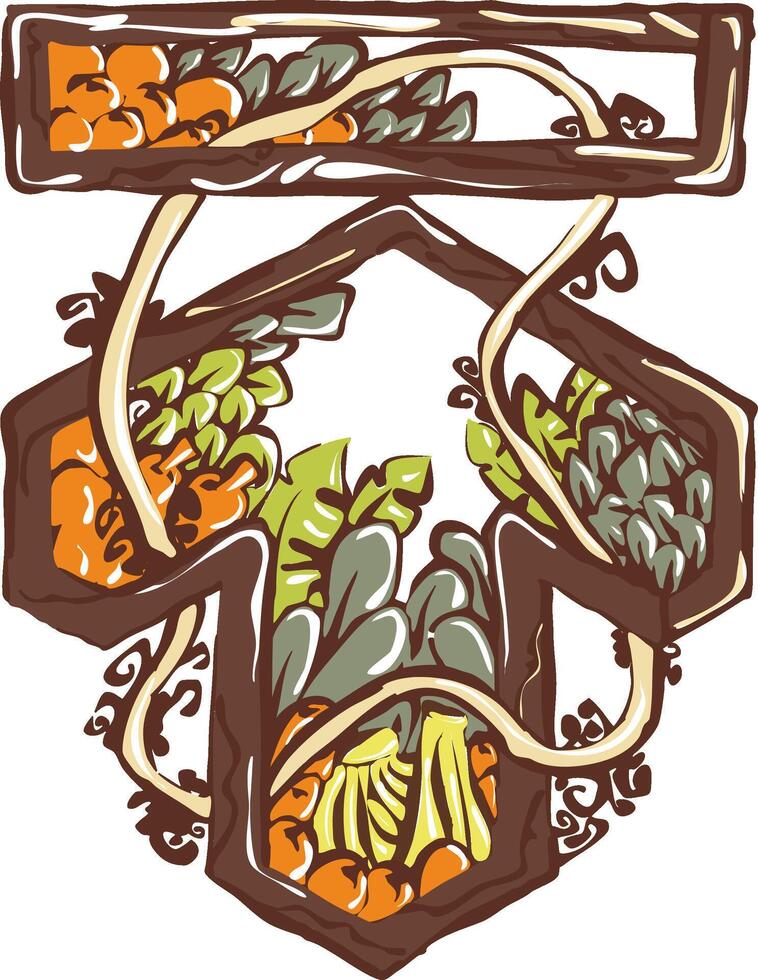 Upload arrow icon with tropical and floral elements vector