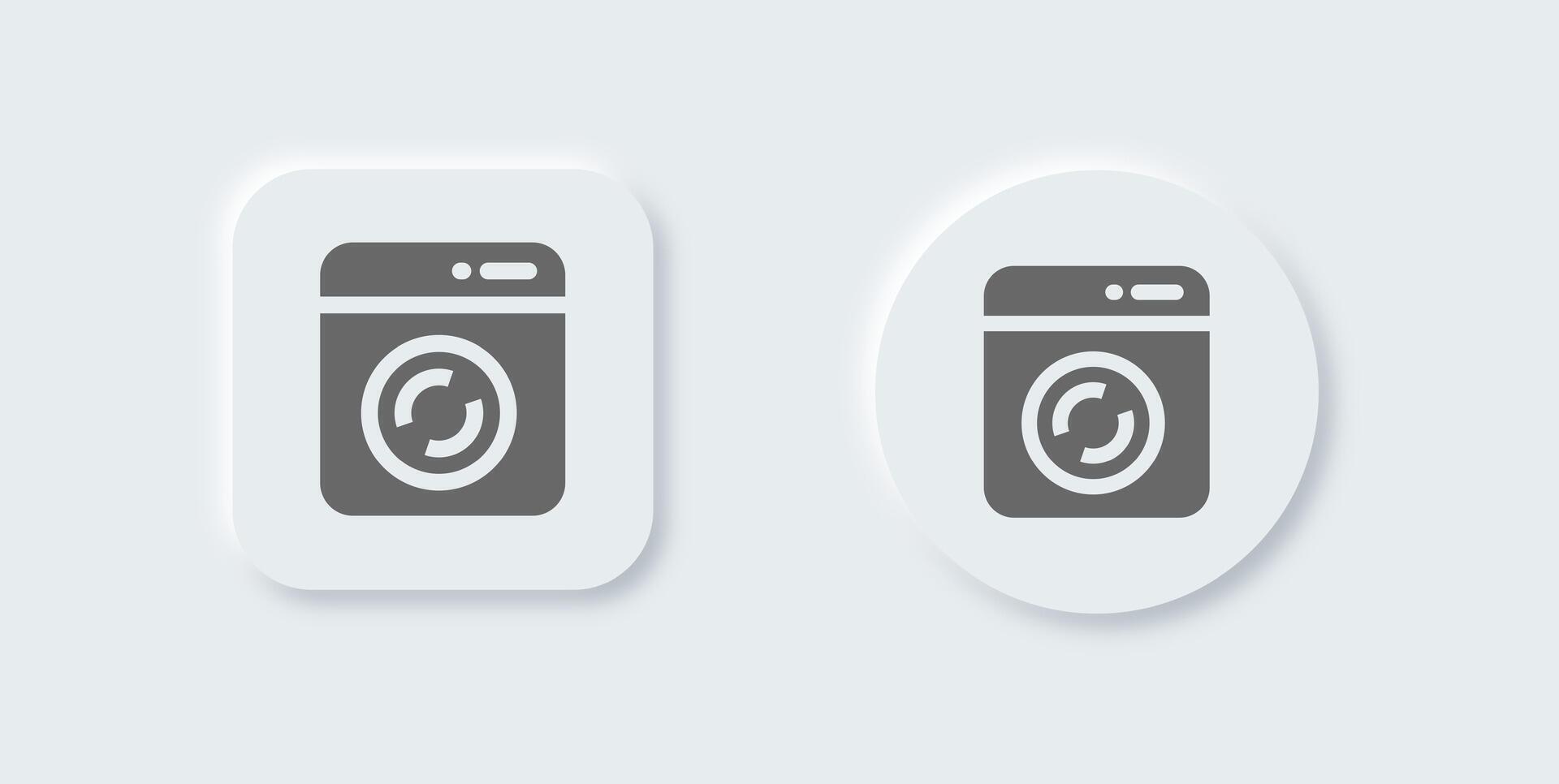 Washing machine solid icon in neomorphic design style. Laundry signs illustration. vector