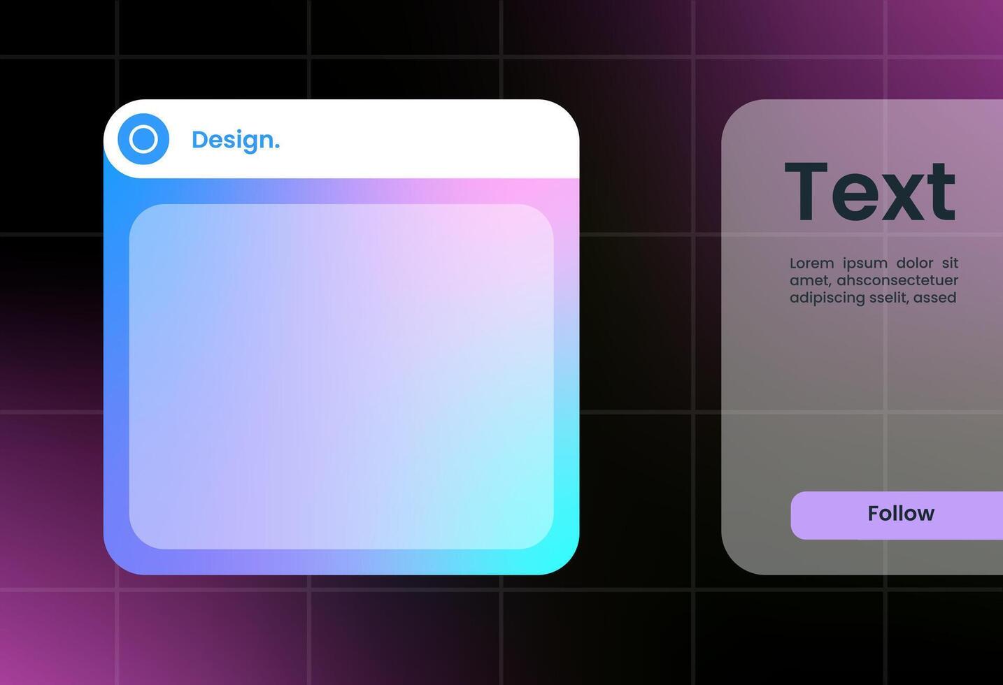 Futuristic design element in gradient colors. Pop up interface element. vector