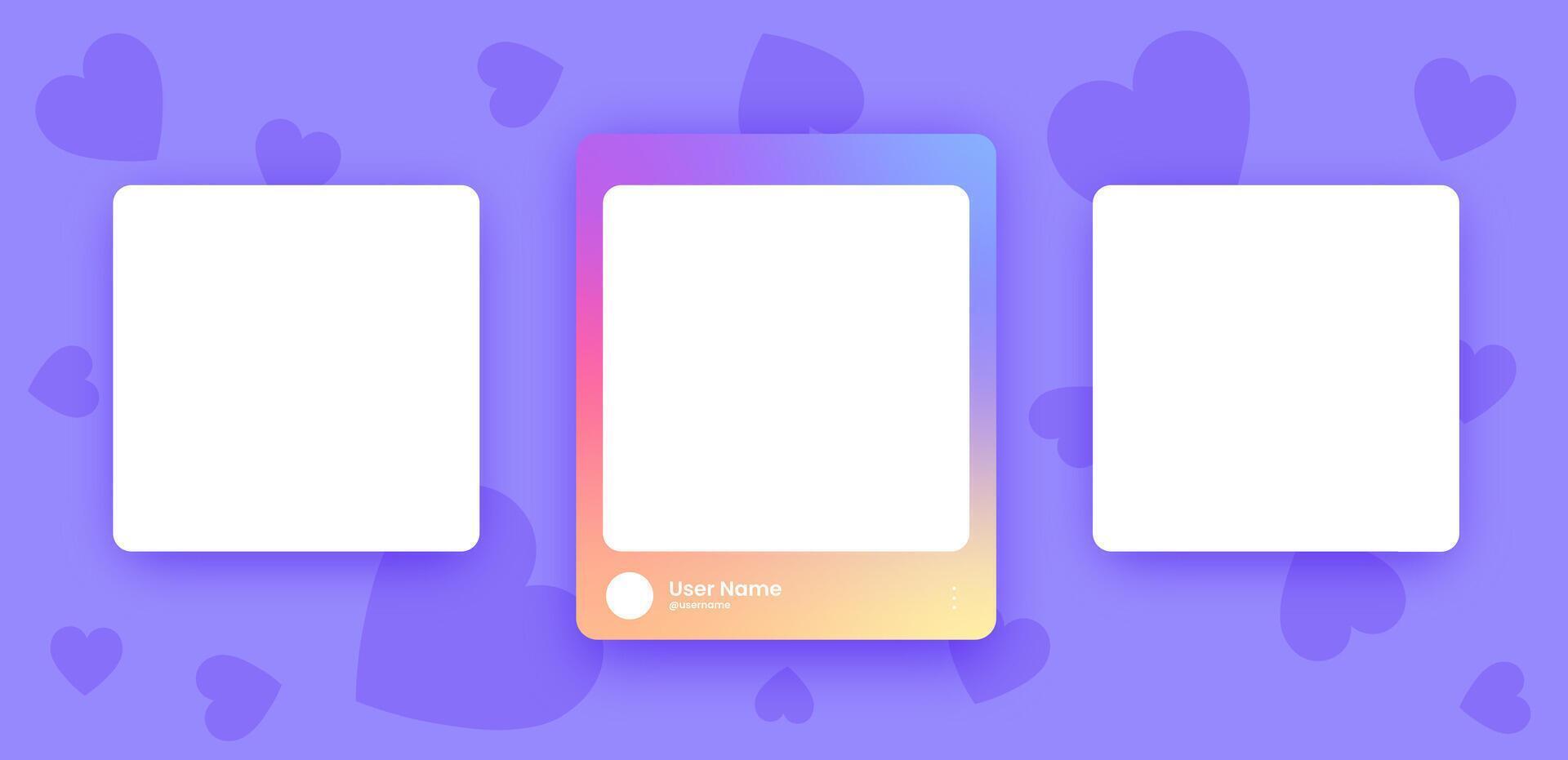 Social media frame collection template. Colorful social media interface. vector
